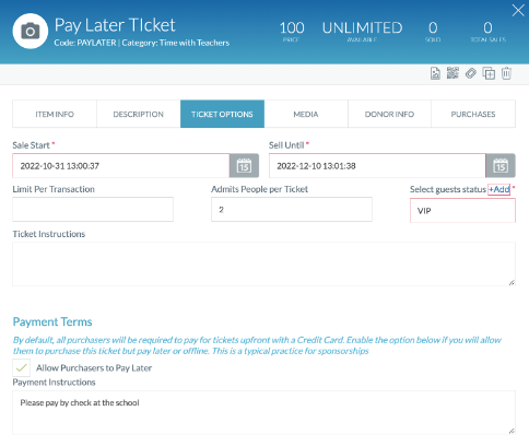 Pay Later Screen